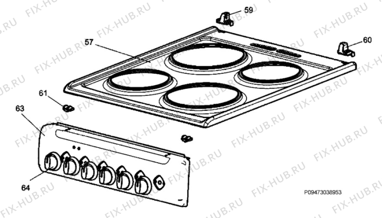 Взрыв-схема плиты (духовки) Zanker Electrolux ZCE566NW1 - Схема узла Section 4
